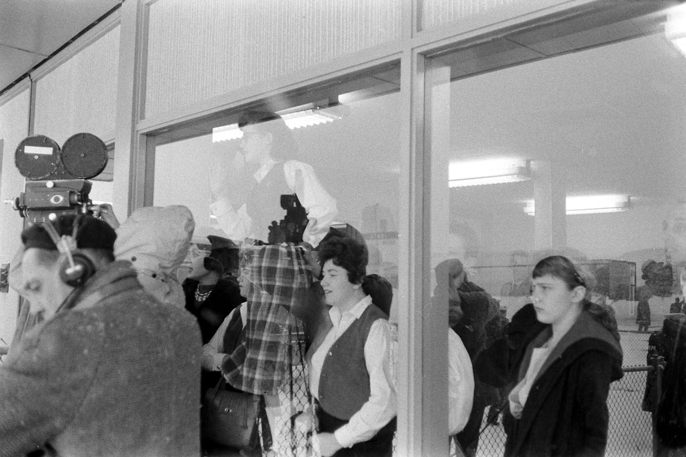 Elvis Presley fans, McGuire Air Force Base, New Jersey, March 1960.