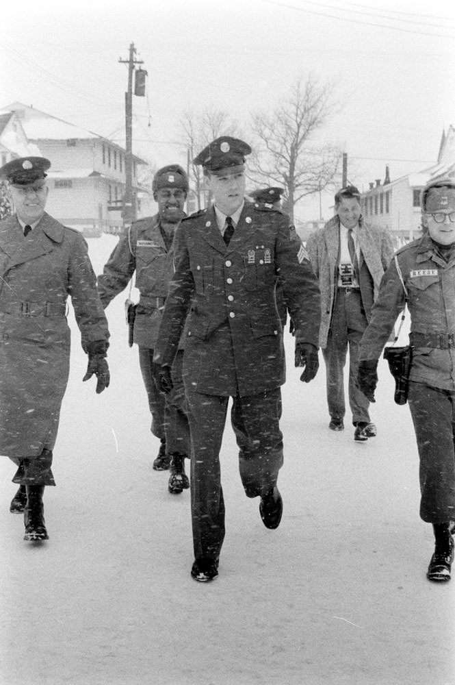 Elvis Presley at Fort Dix, New Jersey, shortly before his discharge from the U.S. Army, March 1960.