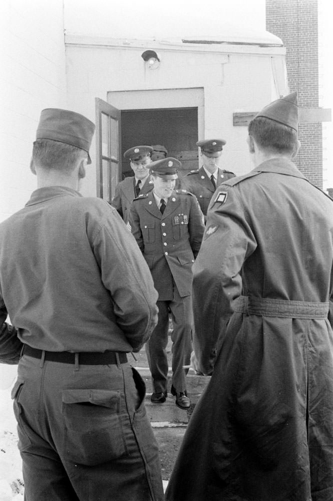 Elvis Presley at Fort Dix, New Jersey, shortly before his discharge from the U.S. Army, March 1960.