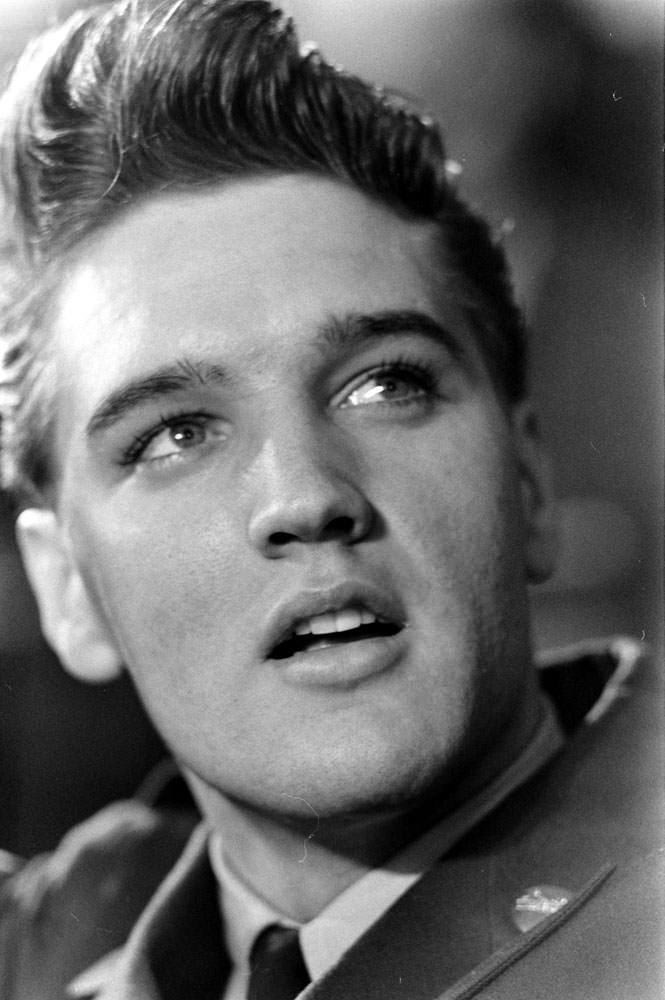 Elvis Presley at Fort Dix, New Jersey, shortly before his discharge from the U.S. Army, March 1960.