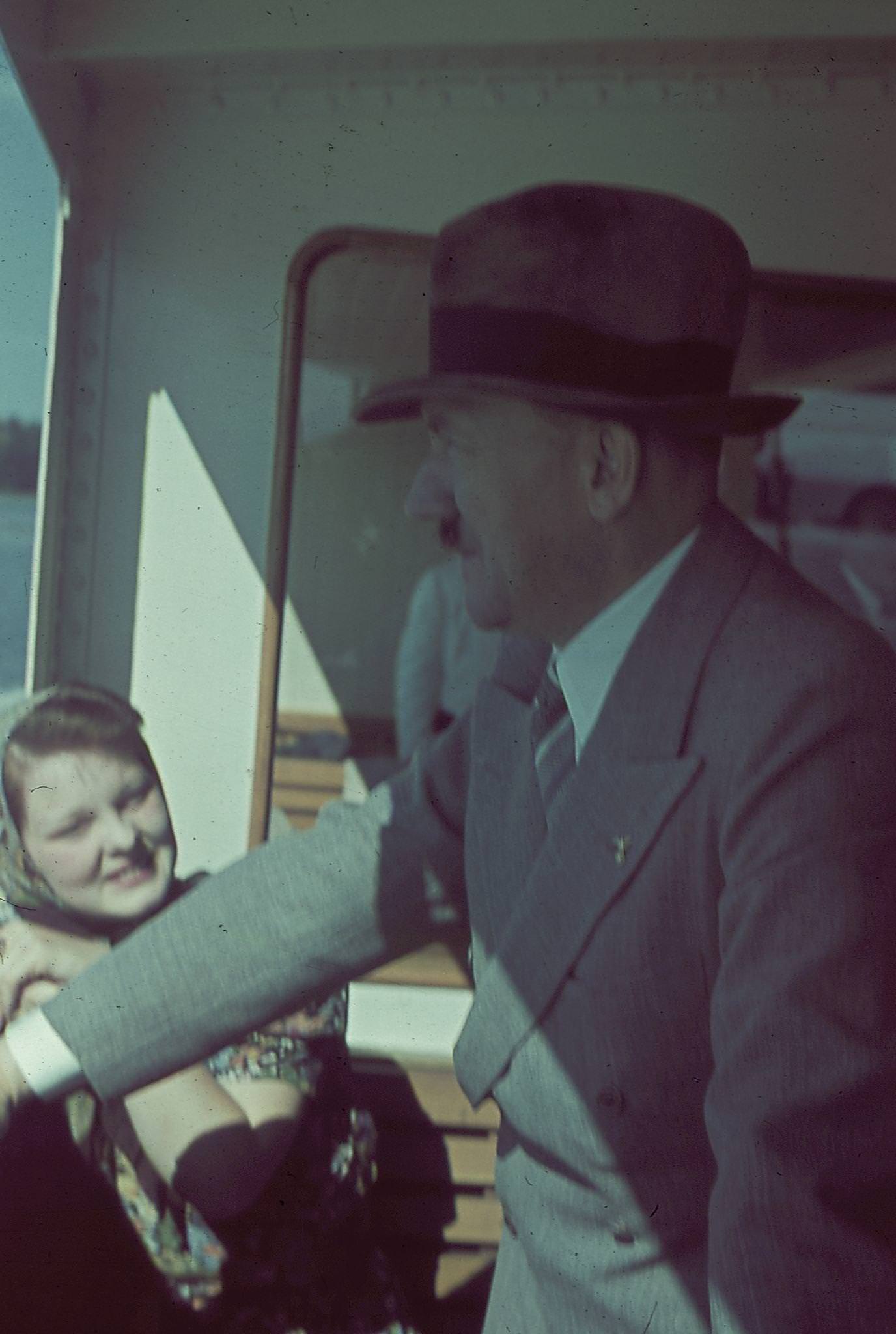 Adolf Hitler on a boat trip with Geli Raubal, 1930