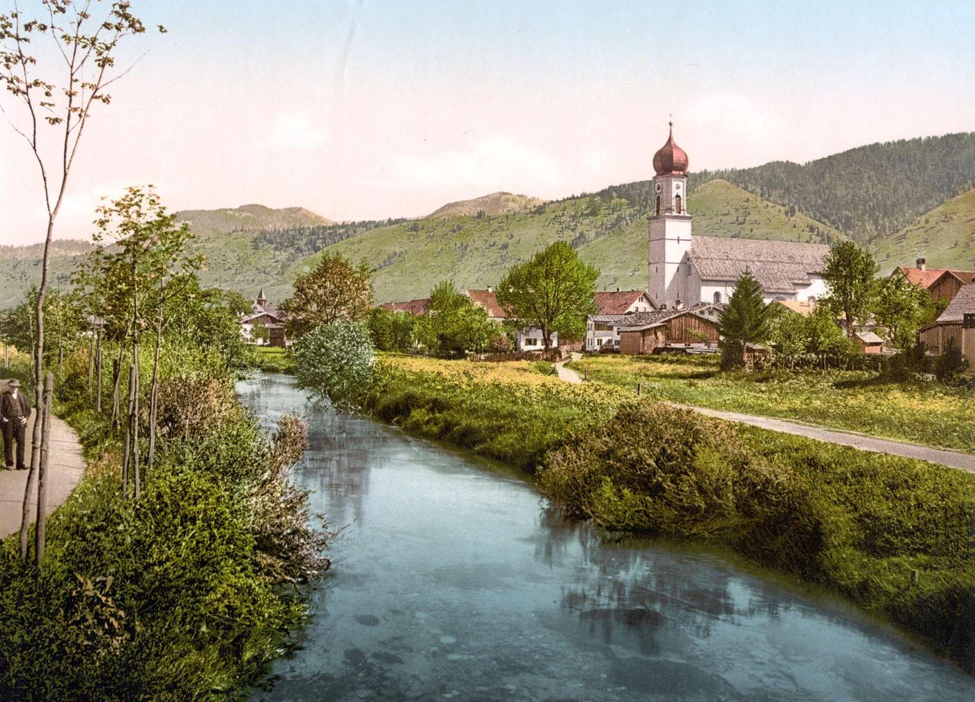 Scene on the Ammer, Oberammergau, Upper Bavaria, Germany, 1890.