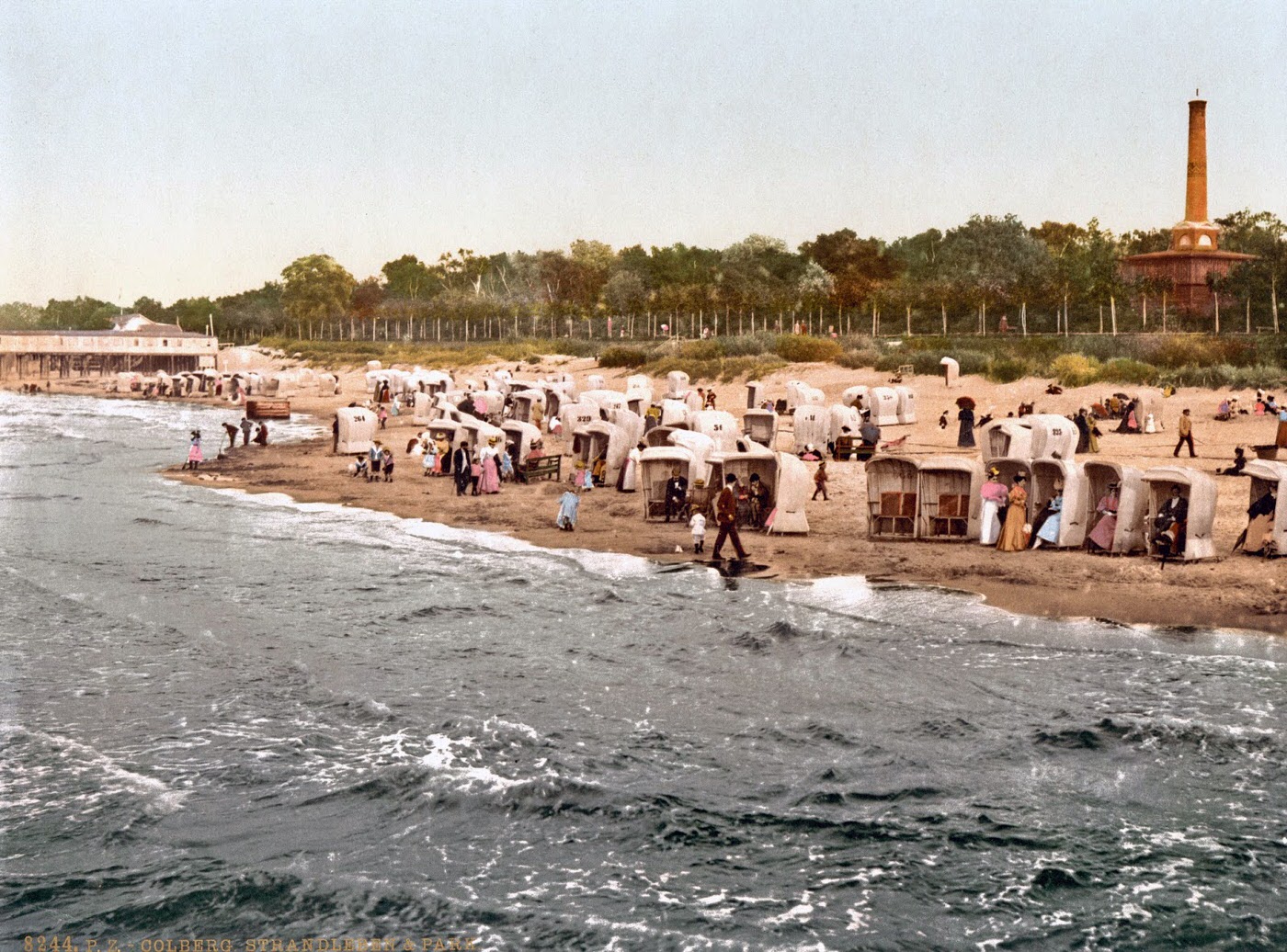 Beach and park, Colberg, Pomerania, Germany (now Kołobrzeg, Poland), 1890