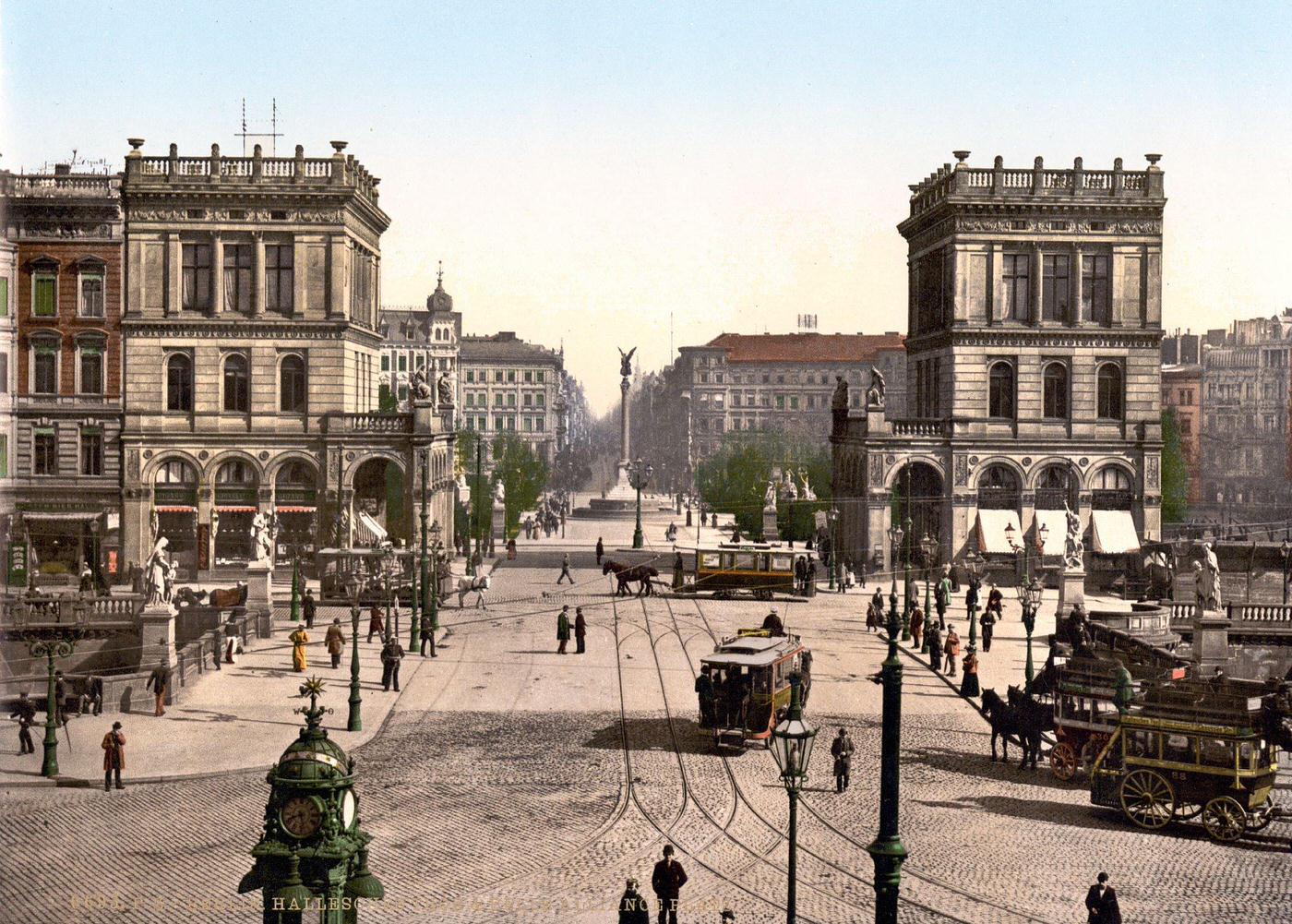 Horsedrawn trams at the Halle Gate and Belle Alliance Square, Berlin, 1890s