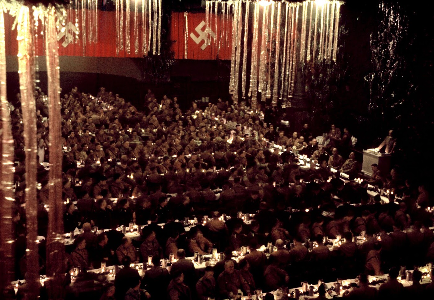 Scene from a Christmas party attended by Adolf Hitler and other Nazis.