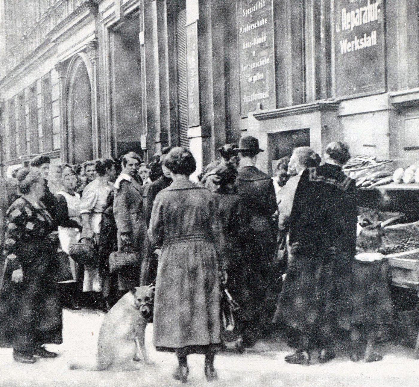 Queues for groceries during Weimar Germany's hyperinflation, 1923.