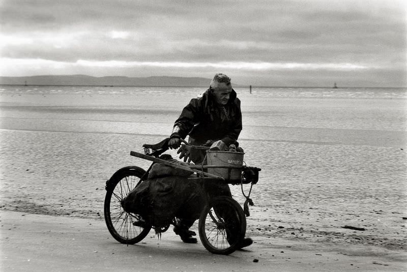 Coal collector, Formby, 1980s