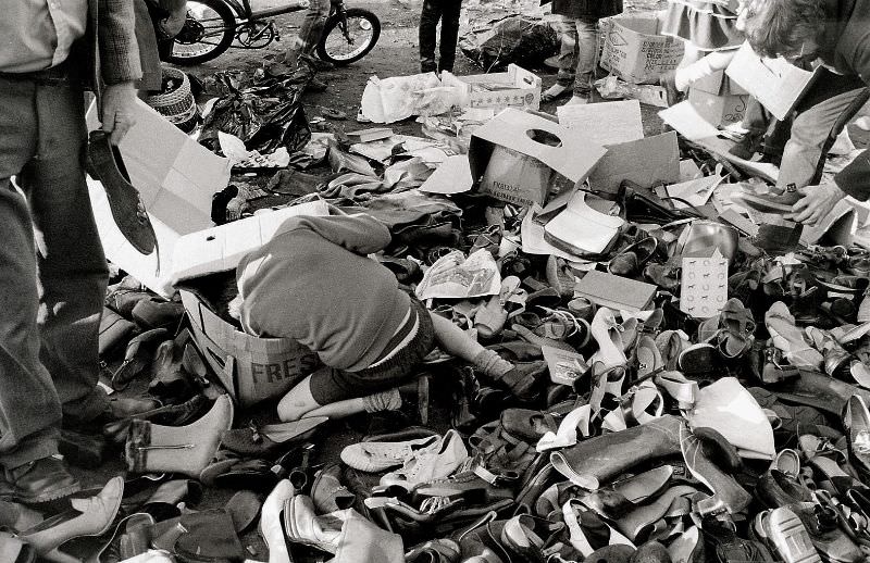 Kid in Belmont Rd flea market, 1980s