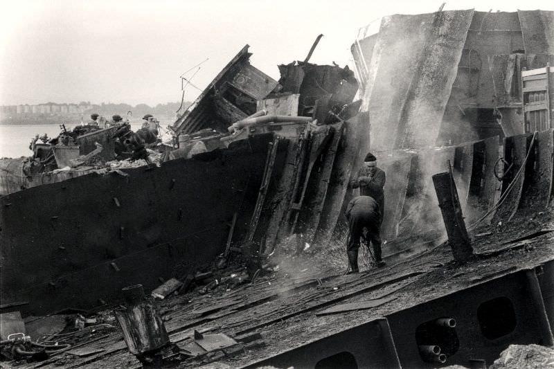 Shipbreaking at Garston, 1980s