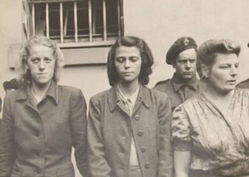 Pictured on the left is Herta Bothe, alongside two other female prisoners.