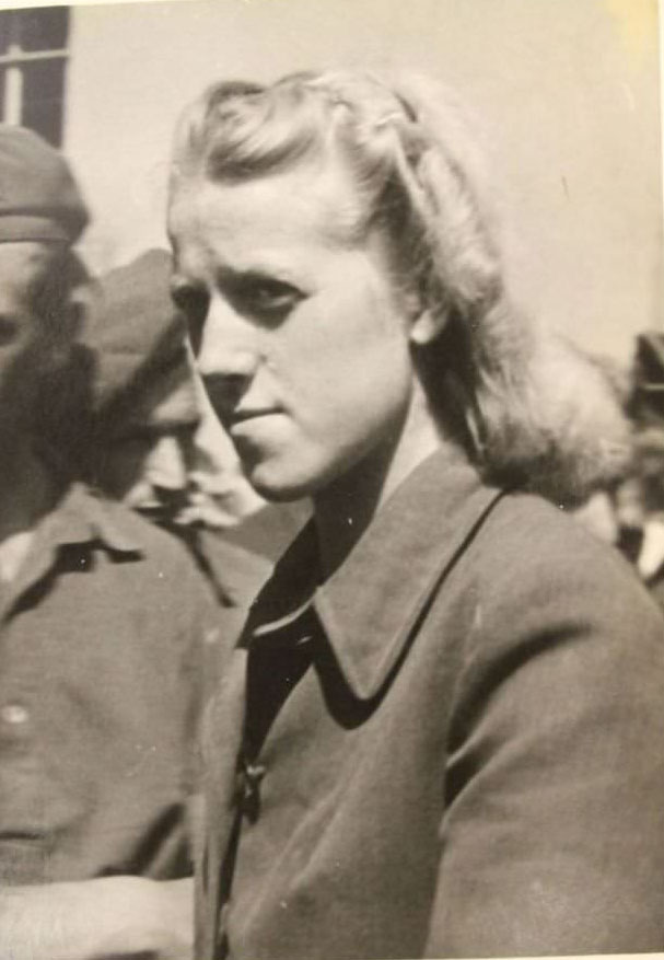 Herta Bothe can be seen looking stern as she is caught.