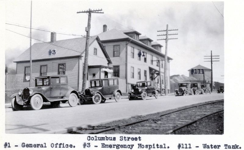 General Office, Emergency Hospital, Water Tank on Columbus Street, 1924