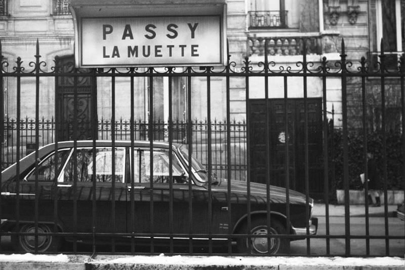 From Gare St. Lazare on a commuter rail line entirely within the city, Paris, December 1969