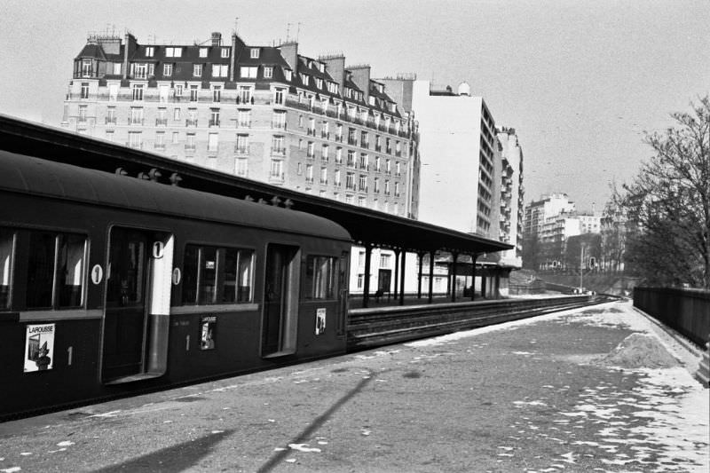 From Gare St. Lazare on a commuter rail line entirely within the city, Paris, December 1969
