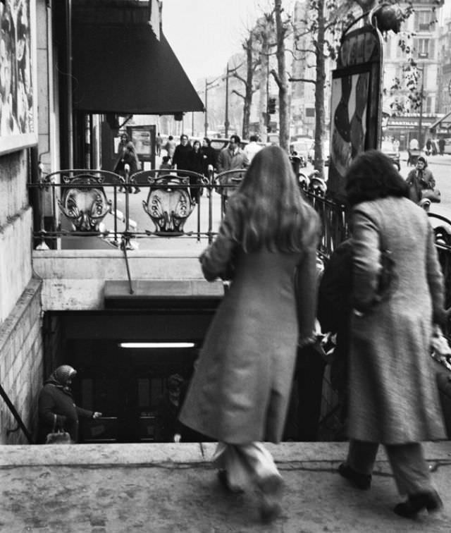 Metro station at Gare de la Bastille soon to be closed, Paris, December 1969