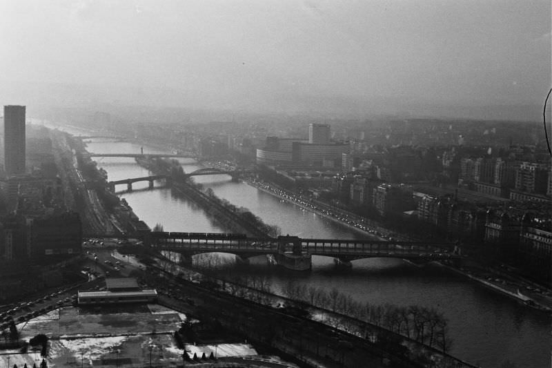 The city enveloped in coal smoke and vehicle exhaust, Paris, December 1969