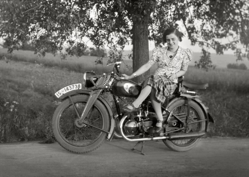 Zündapp motorcycle, somewhere in Germany during the 1930s