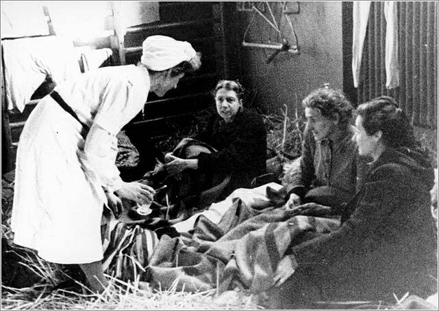 Some of the 300 women brought from the Ravensbruck camp by the Red Cross.