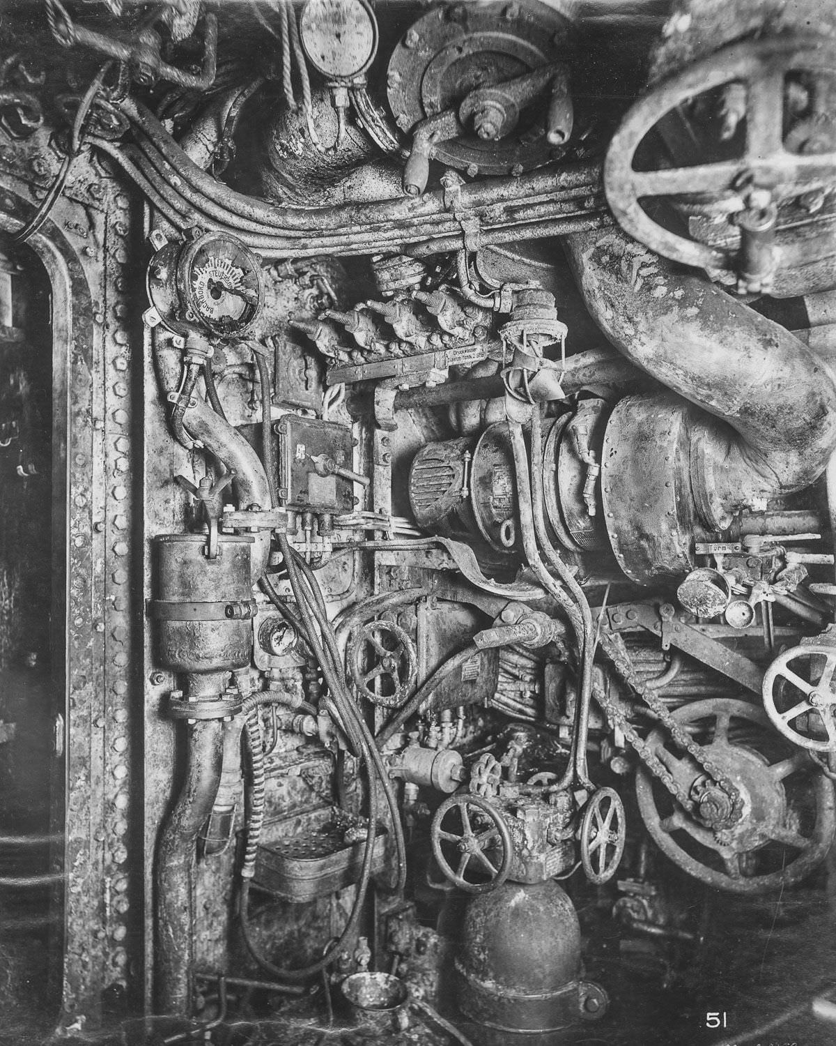 Engine room, looking forward on starboard side.