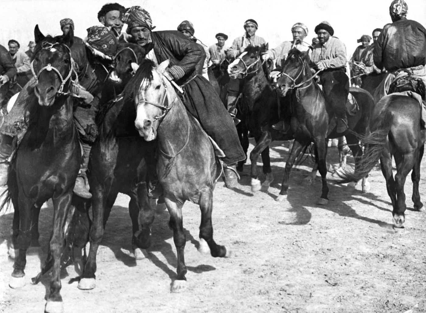 The Buzkashi Game in progress in Afghanistan, 1955.