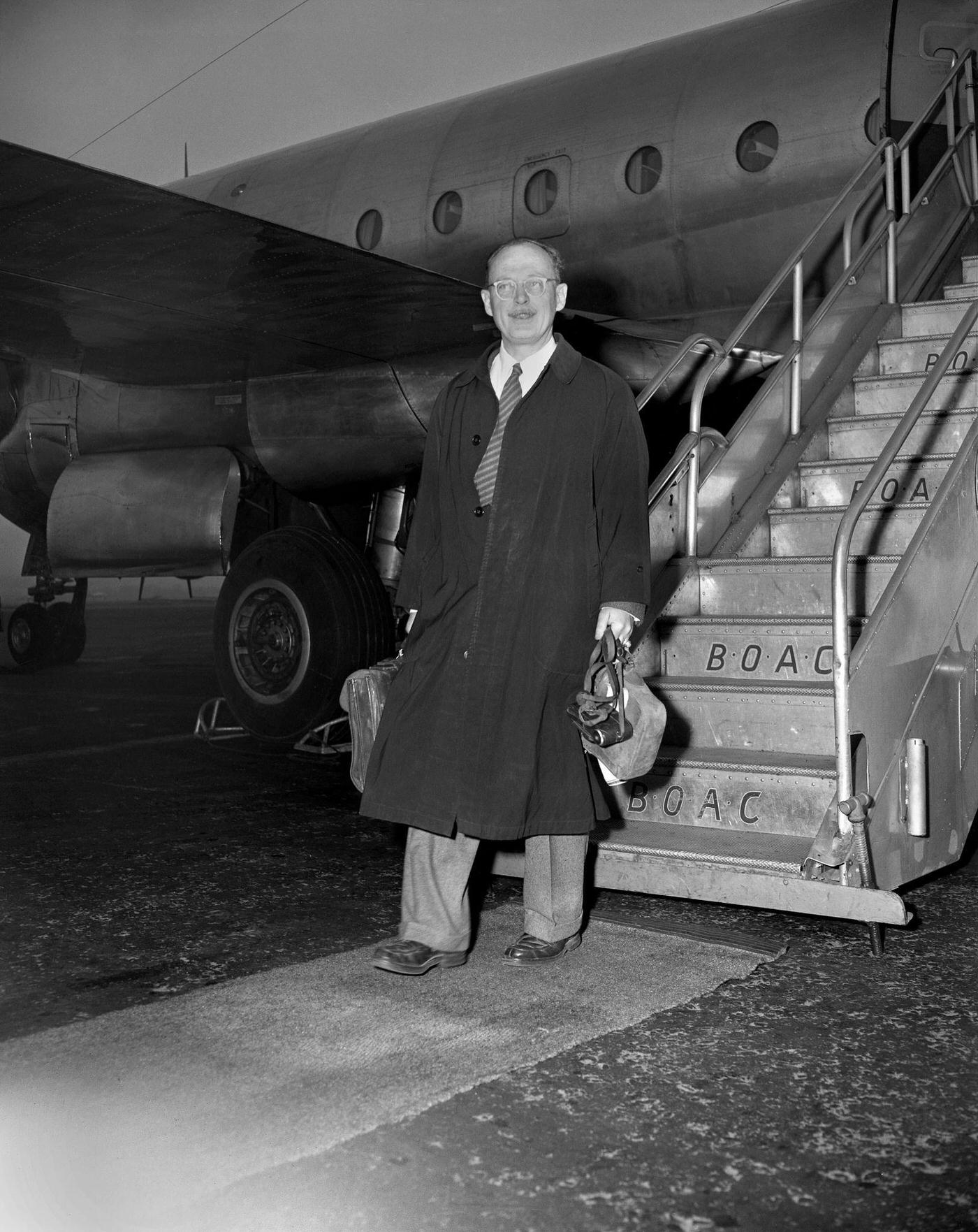 Professor Owen Lattimore returns to the United States, 1950s.