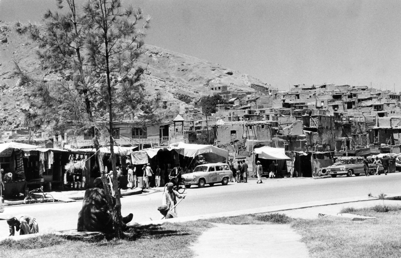 General view of the Kabul shanty town, circa 1950s.
