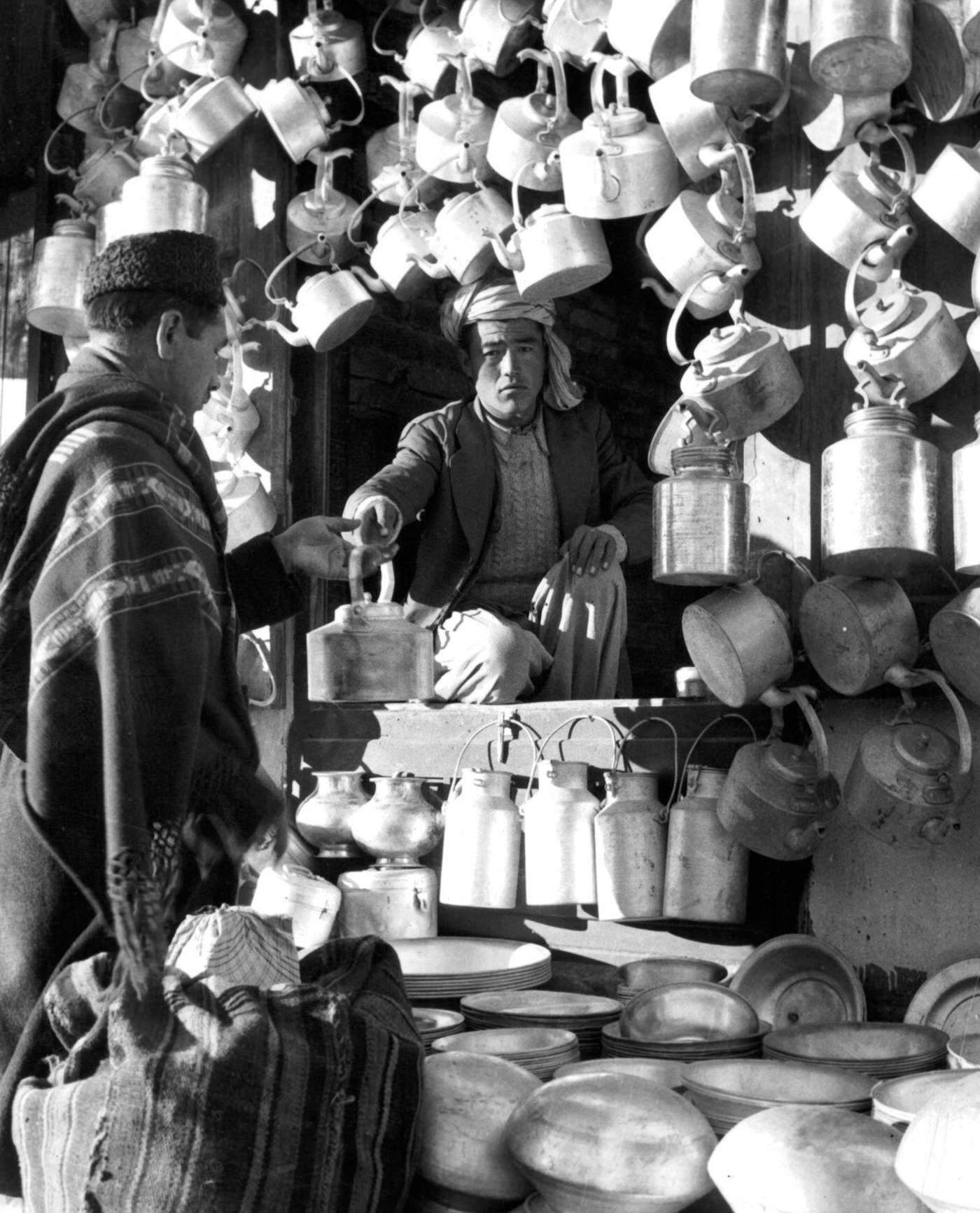 Outdoor market in Afghanistan, 1955.
