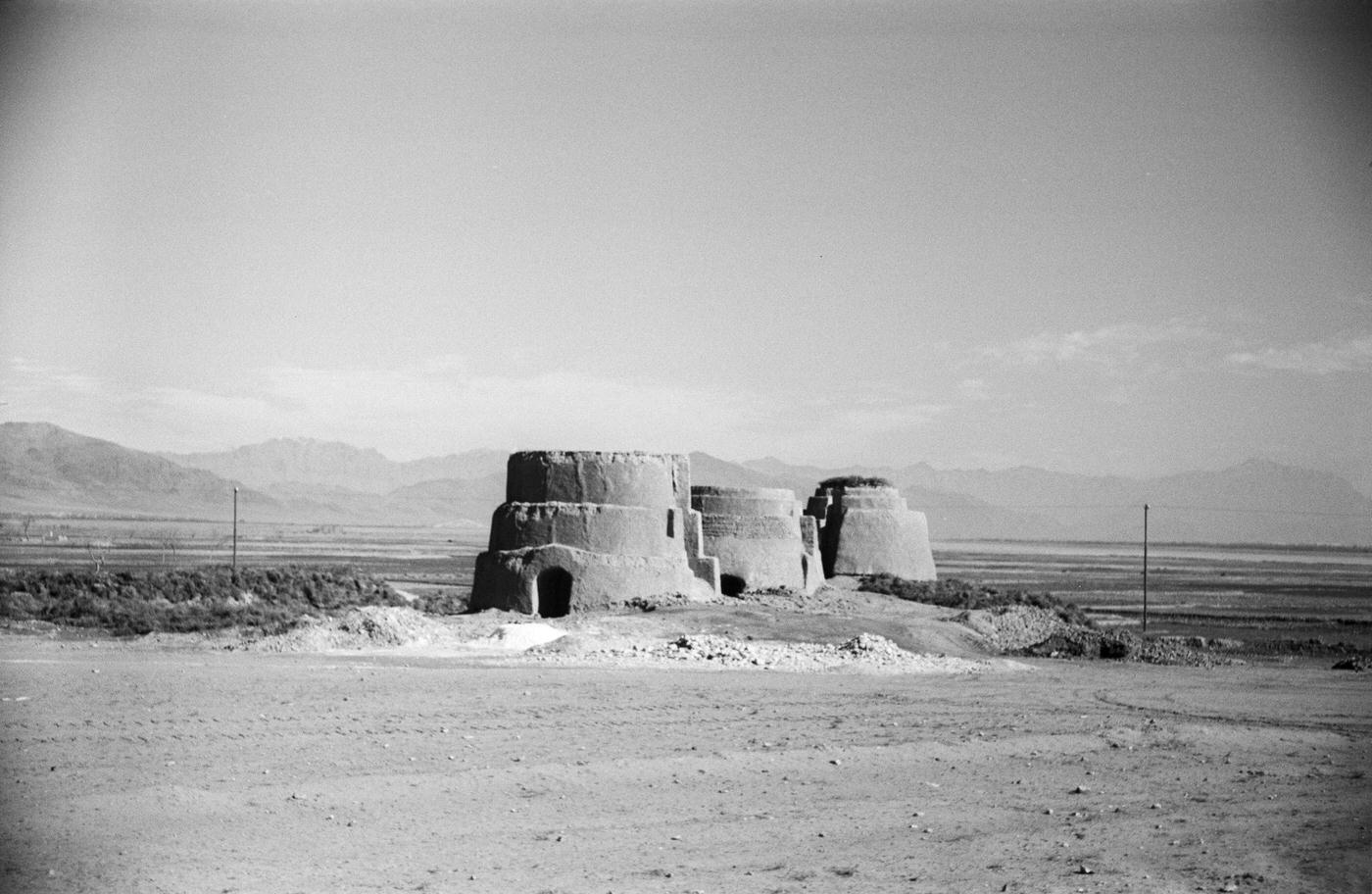 A construction site on battue land south of the Kaboul route, 1950s