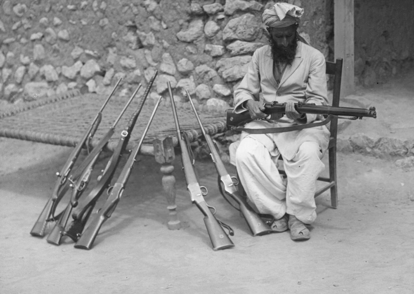 Rifle factory on the Kohat Pass between India and Afghanistan, 1950.
