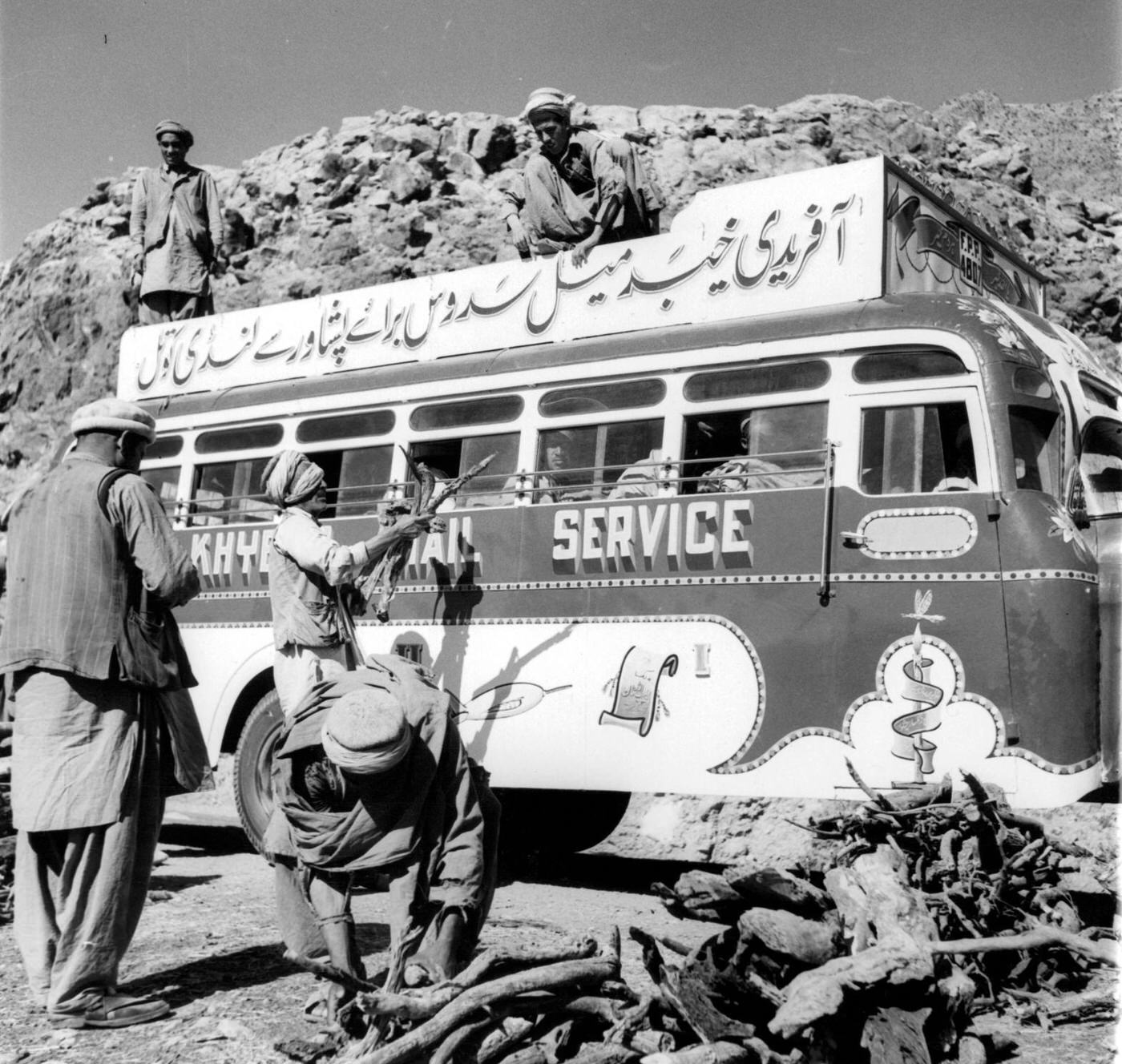 Bus that serves the Khyber Pass in Afghanistan, 1966.