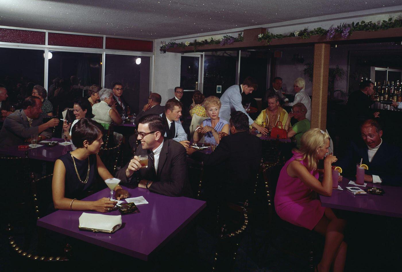 Royal Anchor motel bar and lounge, Old Orchard Beach, Maine, 1960s.