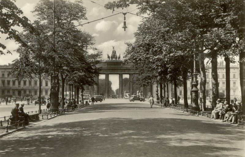 Unter den Linden and the Brandenburg Gate, Berlin, 1930