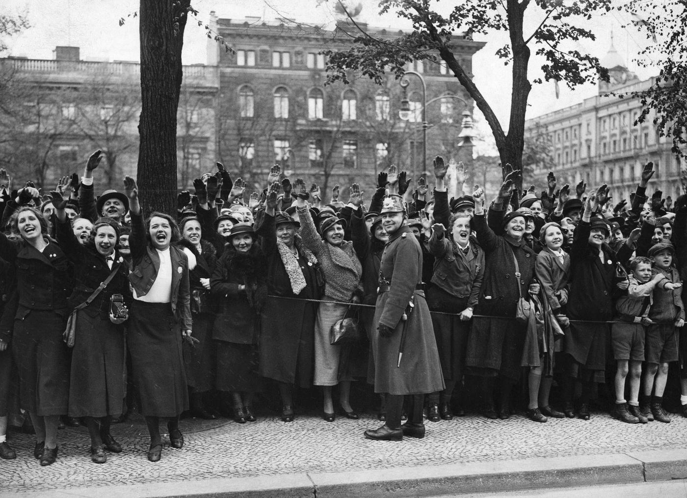 Crowd Saluting Nazis During Parade, Berlin, 1930s