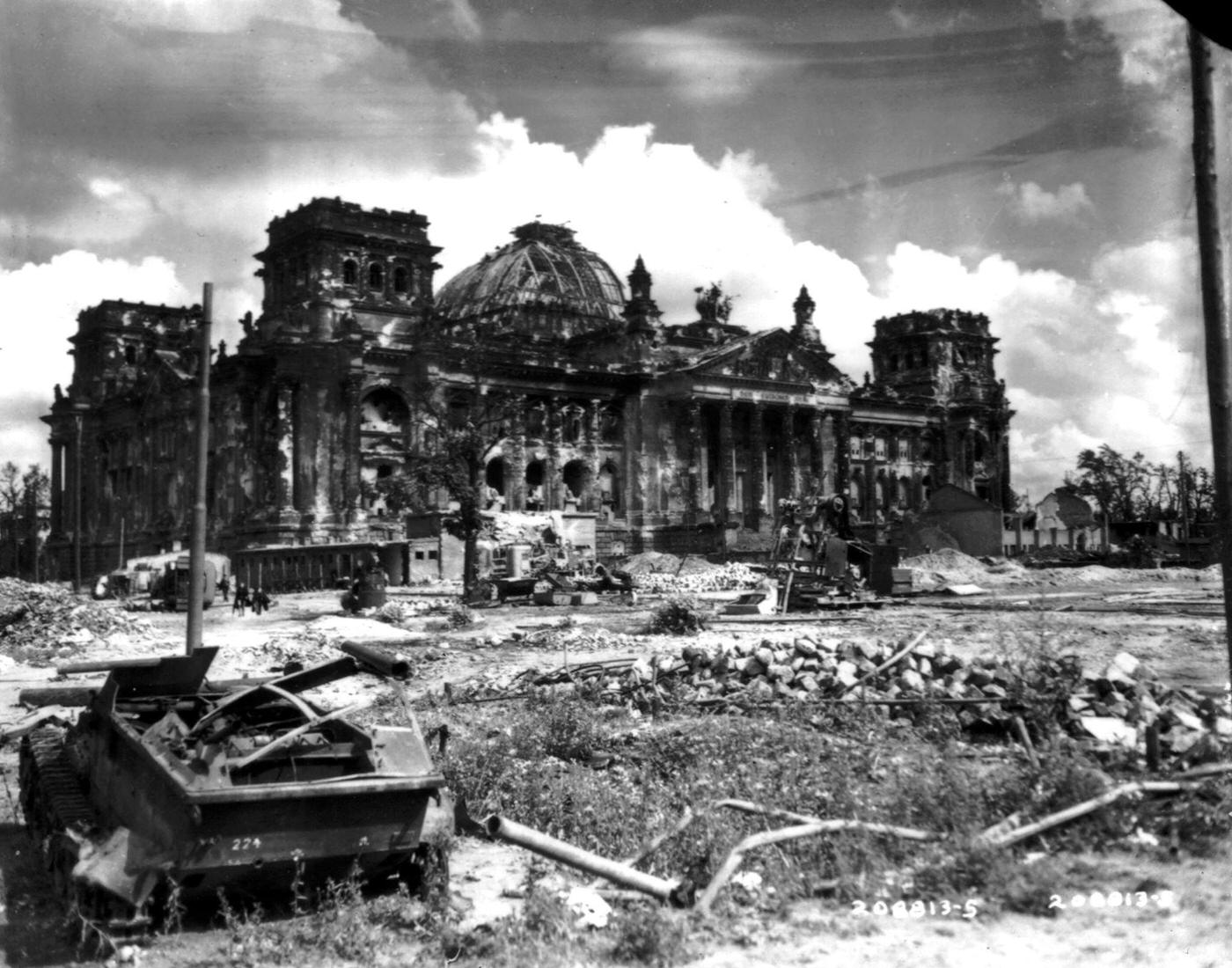 Ruins in Berlin around the Reichstag, July 6, 1945.