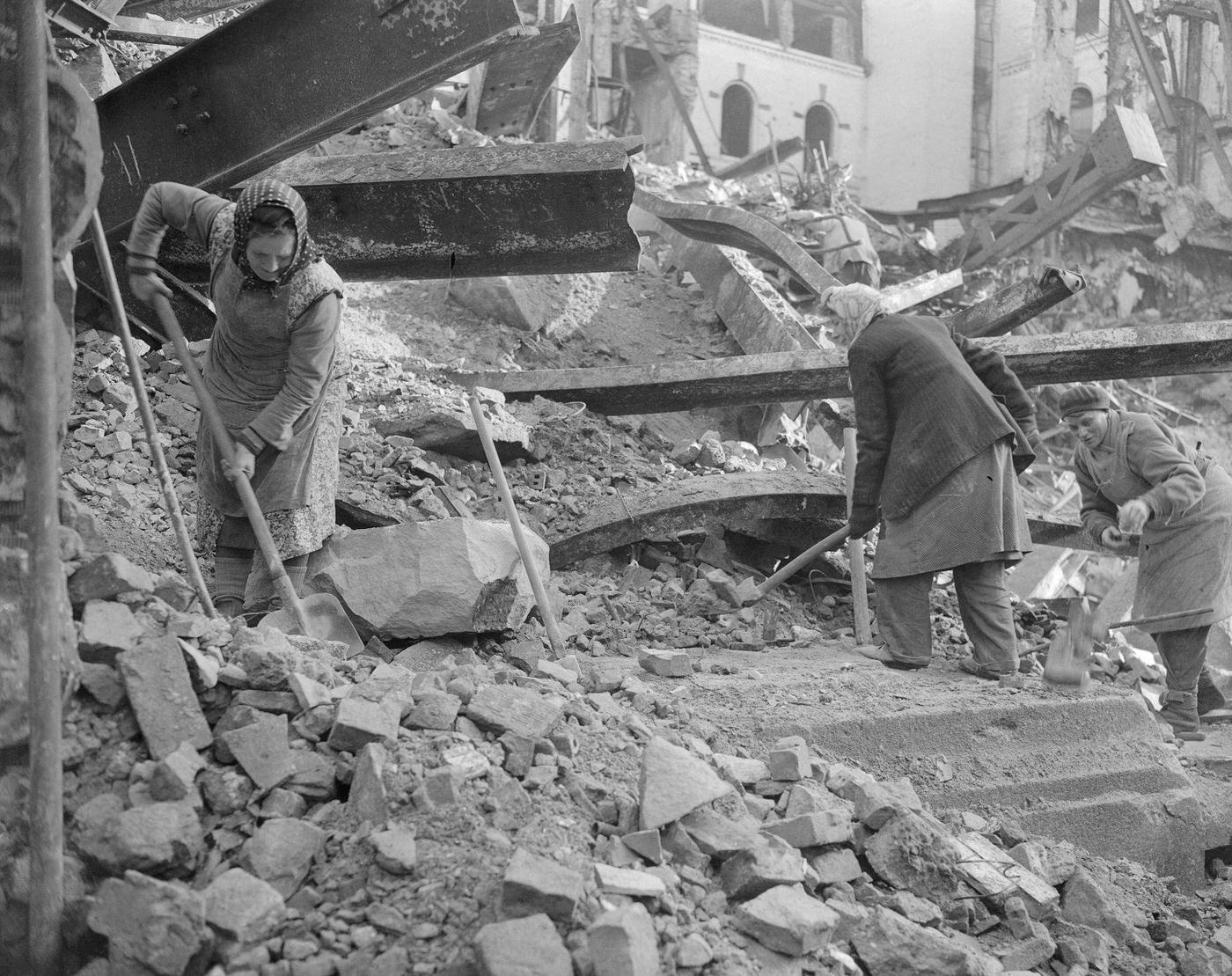 Rubble women of Berlin clearing the city of ruins, 1945.