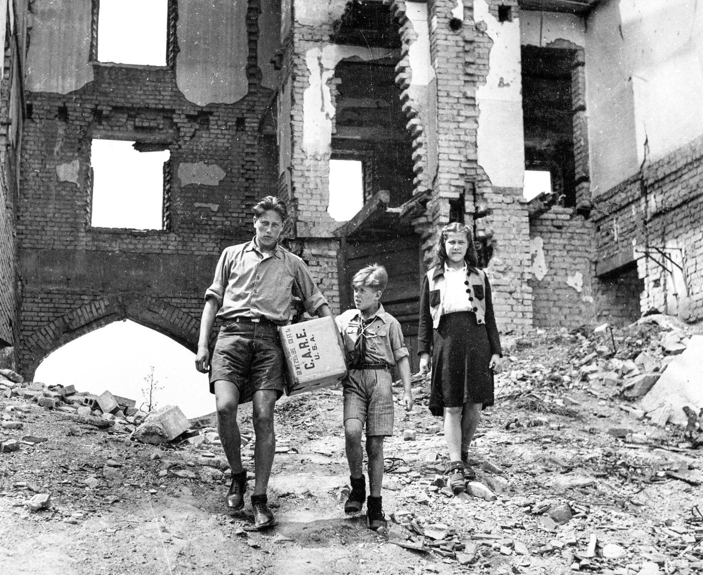 Delivery of CARE package in Berlin, 1940s or 1950s.