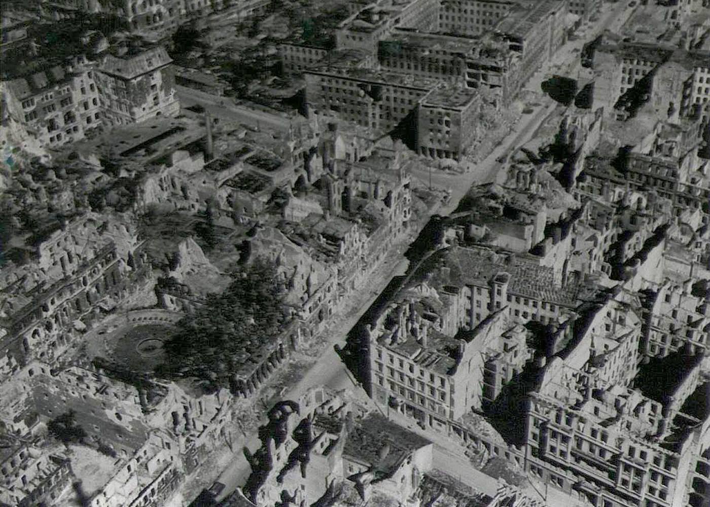 Berlin bomb damage at the concluding weeks of World War II.