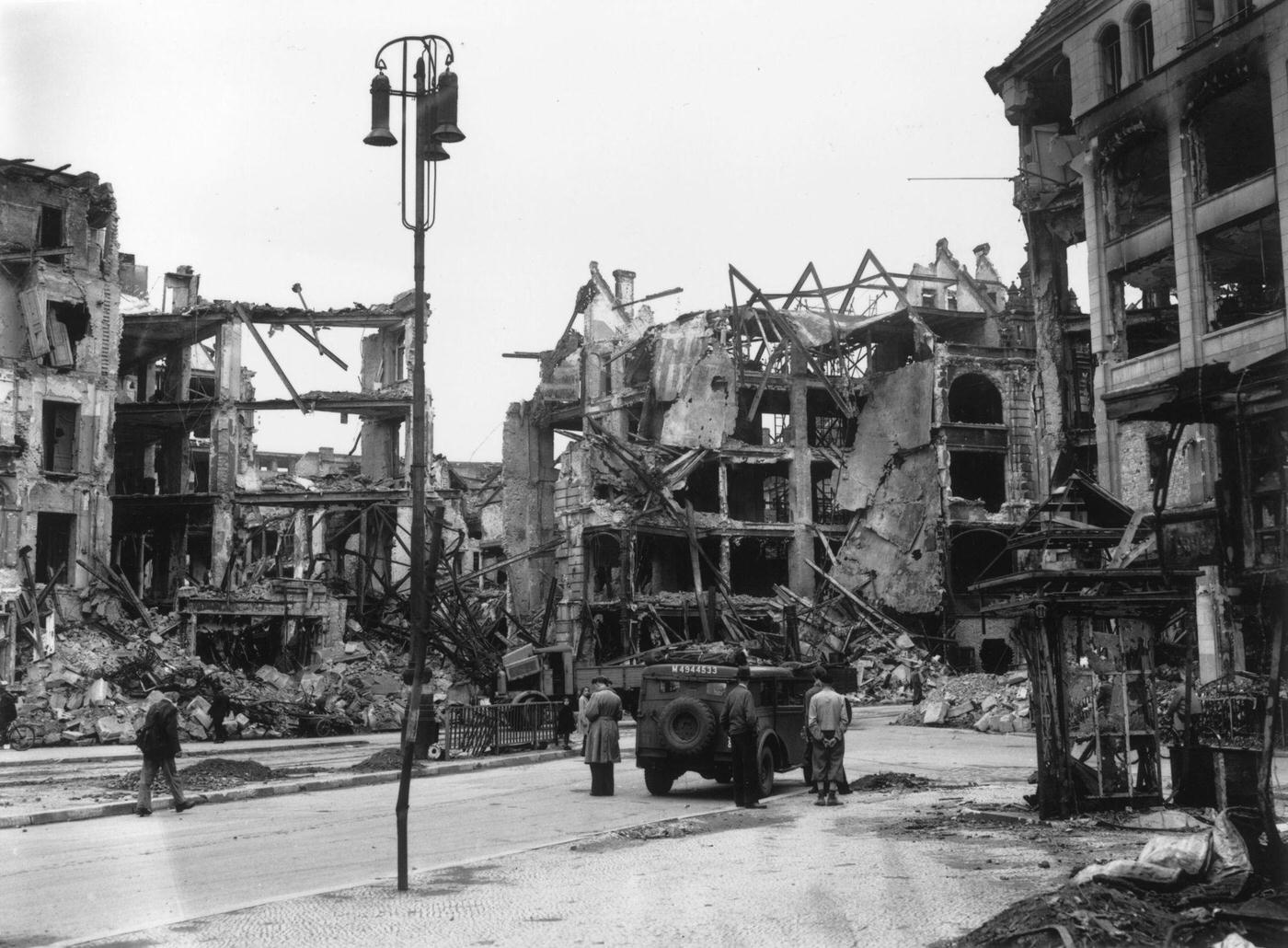 Gutted business center of Berlin after the war, 1945.