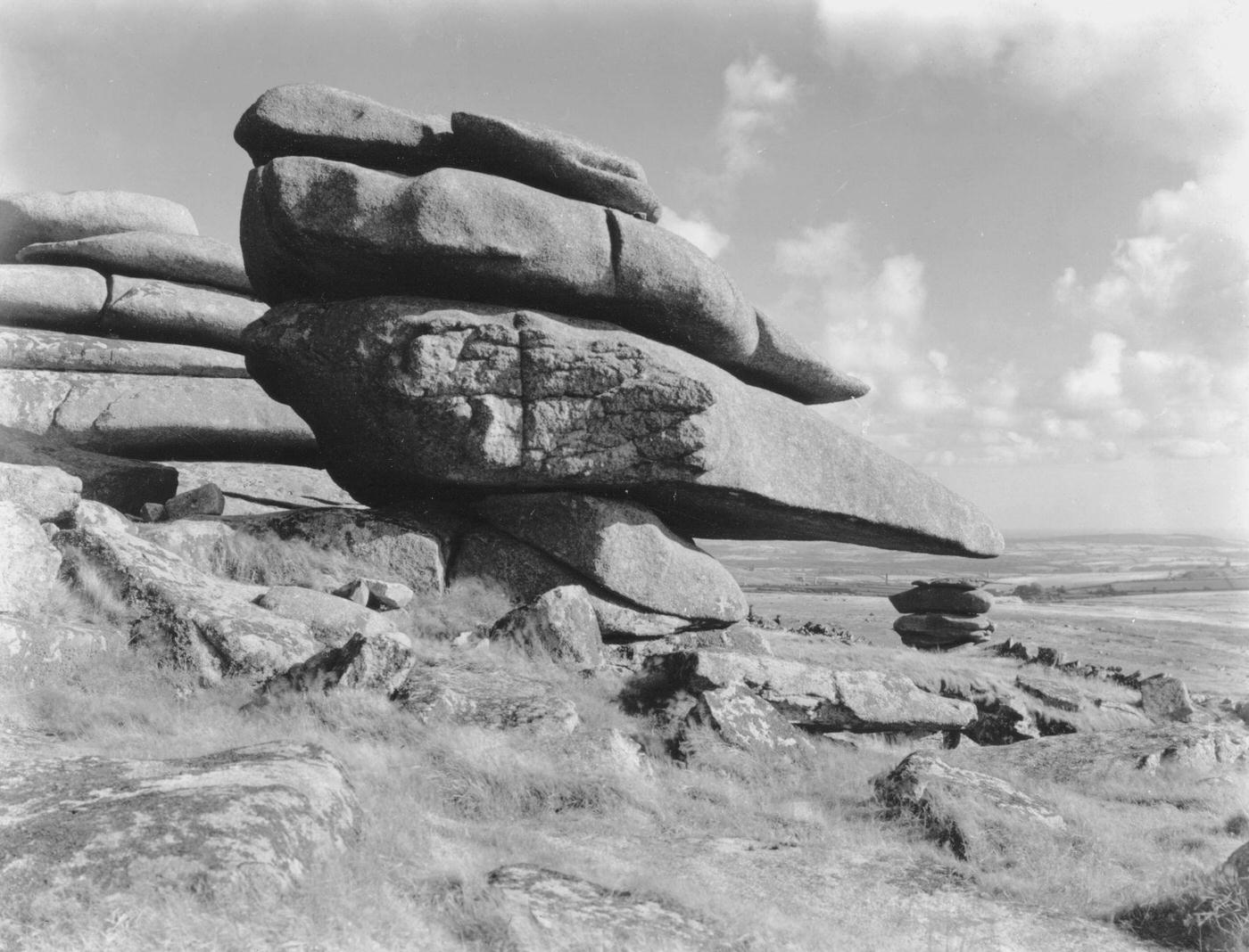 Cheesewrings, heights of Bodmin Moor, near Mintons, Cornwall, 1970.