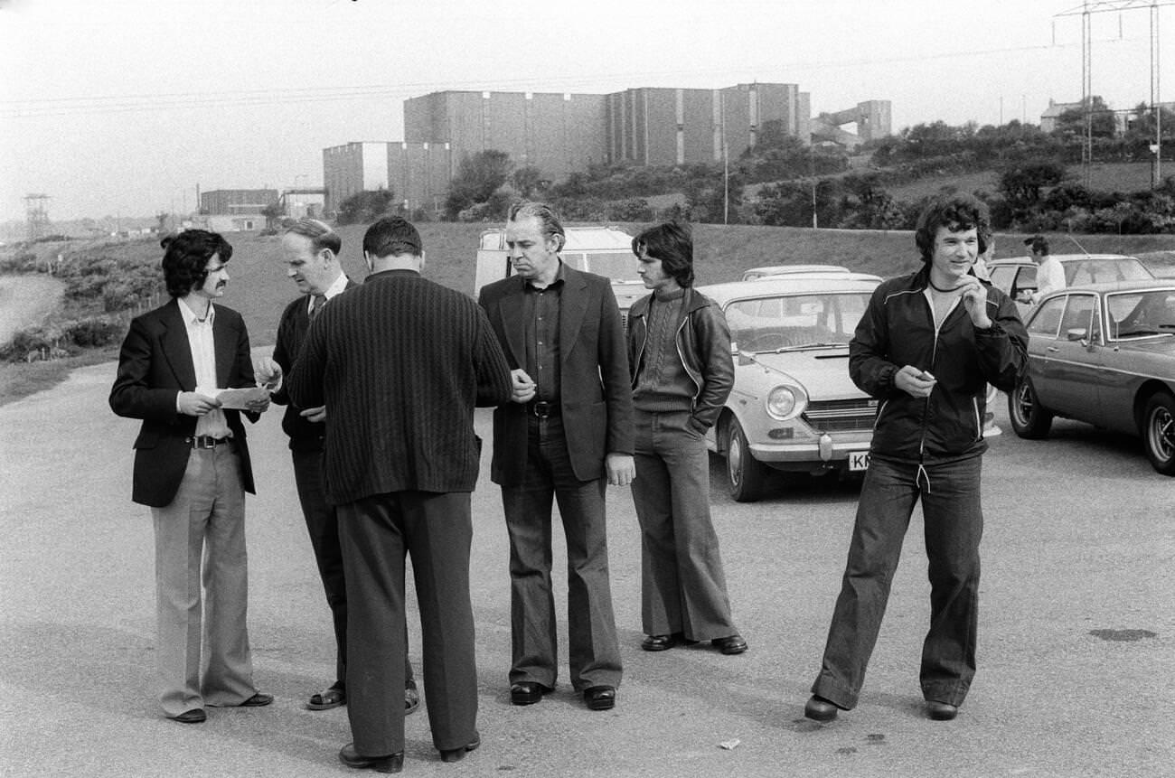 Tin Miners receive redundancy notices at Wheal Jane Tin Mine, Cornwall, 1978.