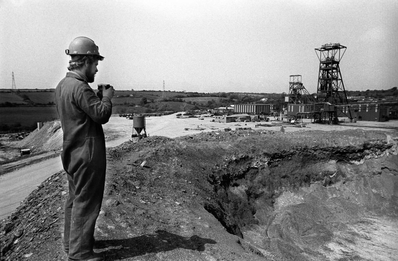 Tin Miners decommissioning Wheal Jane Tin Mine, Cornwall, 1970s.