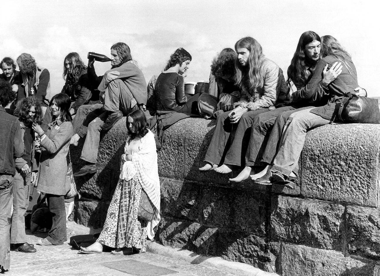 Hippies in St Ives, Cornwall, June 1973.