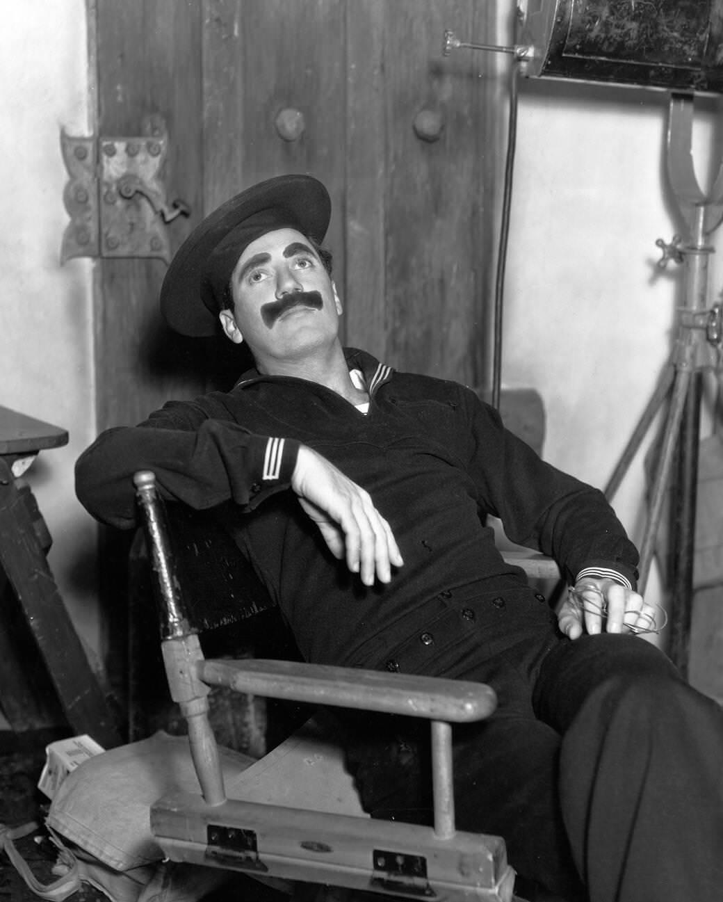 Groucho Marx in a studio publicity still for Duck Soup (1933).