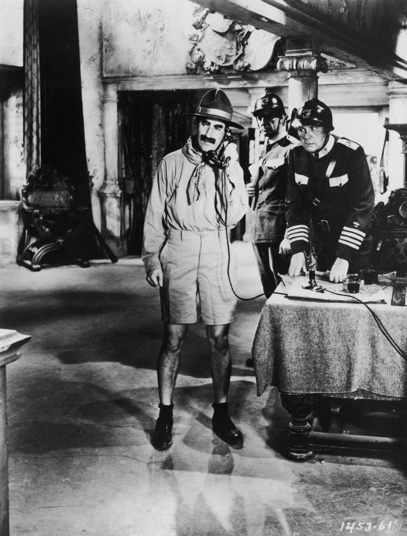 Groucho Marx shines as Rufus T. Firefly in Duck Soup (1933).