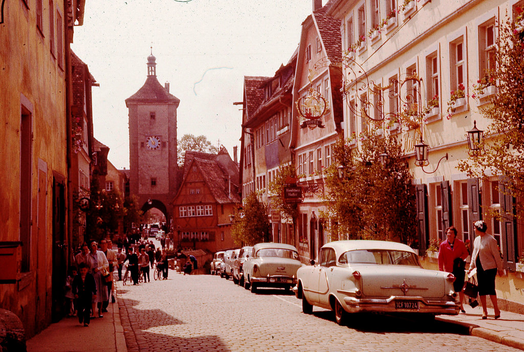 Street in Rothenburg, Germany in 1955