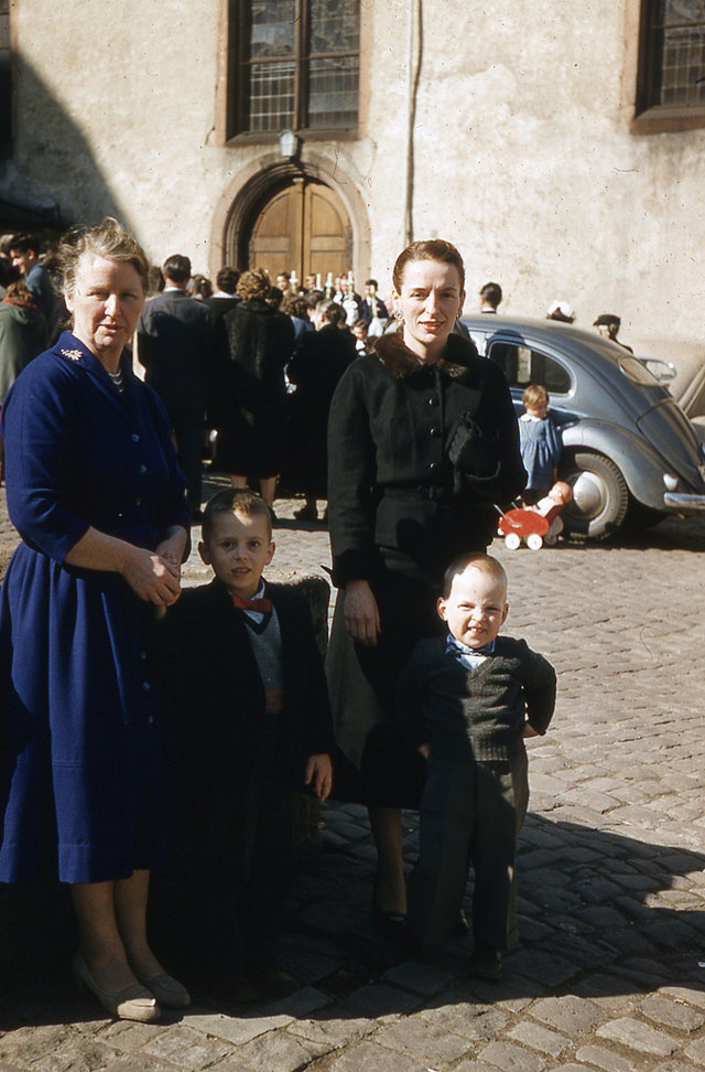 Women and their children in Rothenburg, Germany in 1957