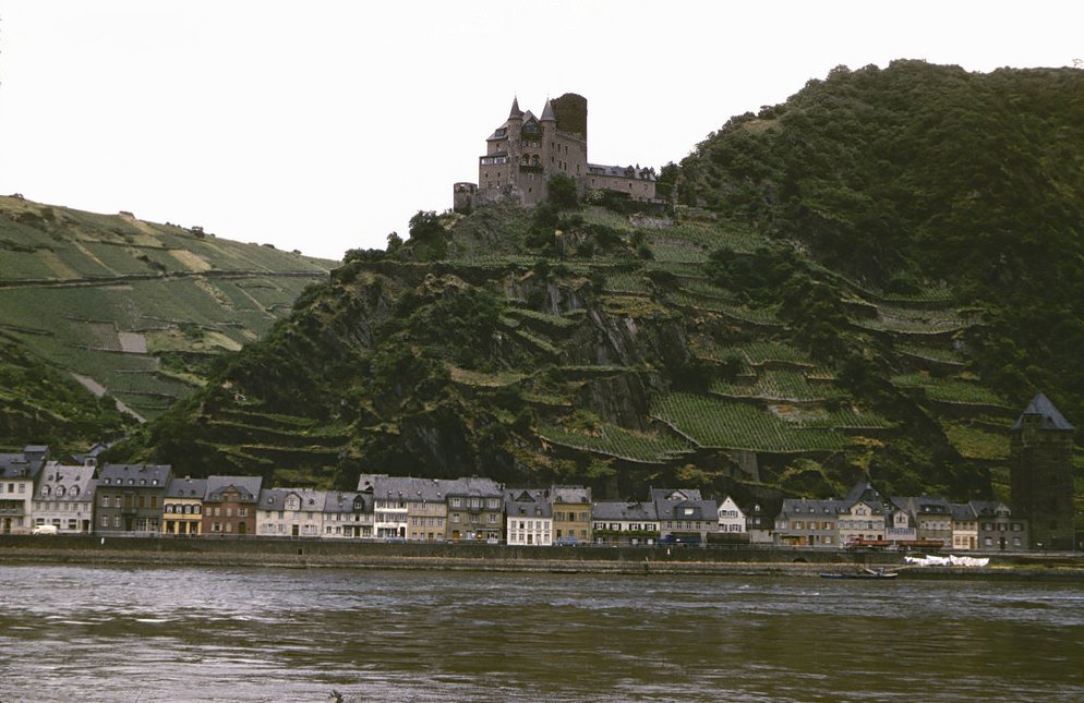 Burg Katz above St. Goarshausen, along the Rhine River, June 1958