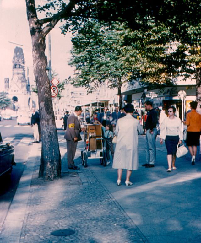 Kurfürstendamm and Leierkasten Player, Berlin, Germany, 1960s