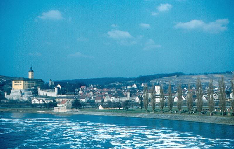 Gundelsheim from Neckar River Lock, Germany, 1960s