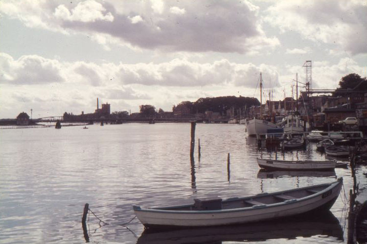 Fishing port in Kappeln. In the background is the Nestle plant, today Cremilk, 1960s